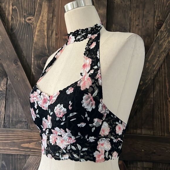 Pink Victoria’s Secret floral halter push up bralette wireless Sz-xs - Picture 2 of 13